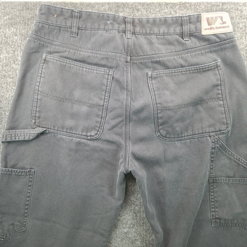 Wells‎ Lamont Carpenter Pants Mens 34x32 Black Fleece Lined Canvas Utility Work
